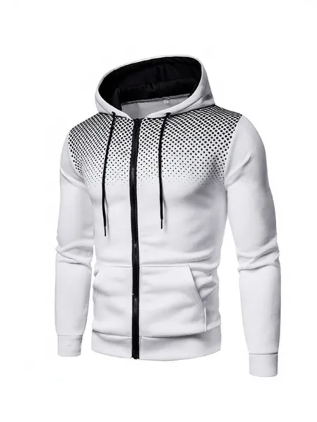 Design Gradient Dot Print Full-Zip Hoodie White - 1