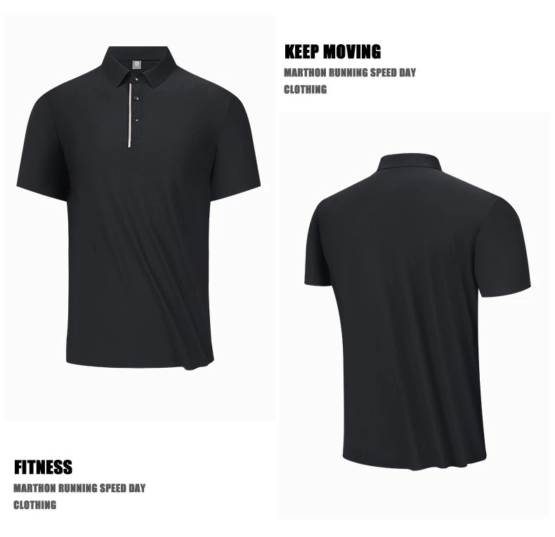 Design Minimalist Zip-Placket Black Polo Tops Polo - 14