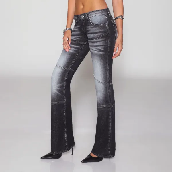 Design Flared Distressed Black Gradient Jeans - 5