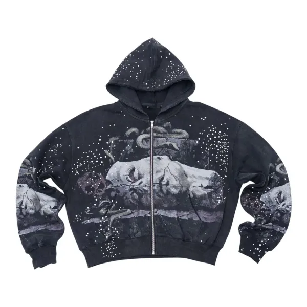 Design Syndicate Chess Print Cropped Hoodie Black Hoodie - 3
