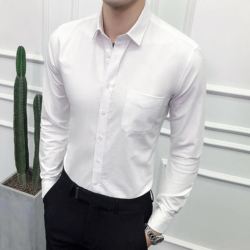 Classic Fit White Button-Down Shirt Tops Shirt
