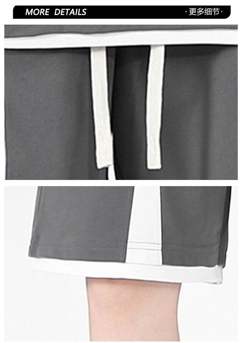 Design Oversized T-Shirt and Shorts Set Beige with Black Stripes Casual Set - 23