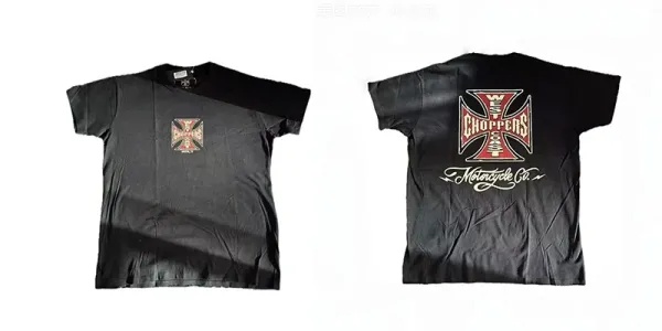 Design West Coast Choppers Motorcycle Co. Iron Cross Black T-Shirt T-Shirts - 1