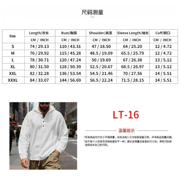Design Striped Hooded Henley Shirt Gray Hoodie - 3