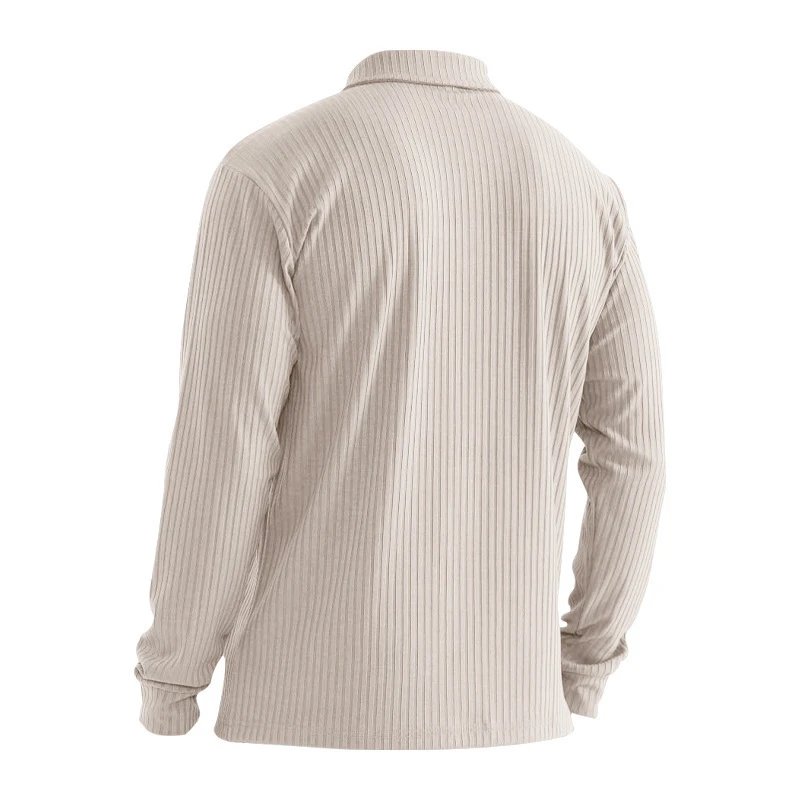 Design Long Sleeve Ribbed Polo Shirt White Tops Polo - 37