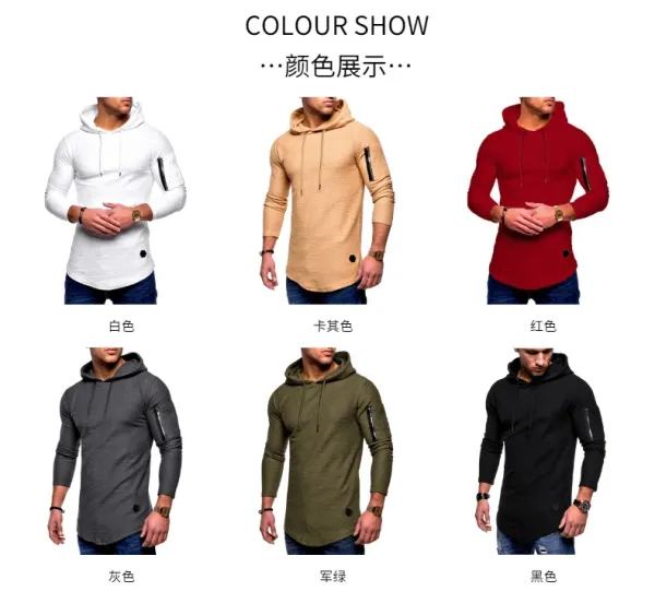 Design Longline Hoodie with Zippered Sleeve Pocket Gray - 6