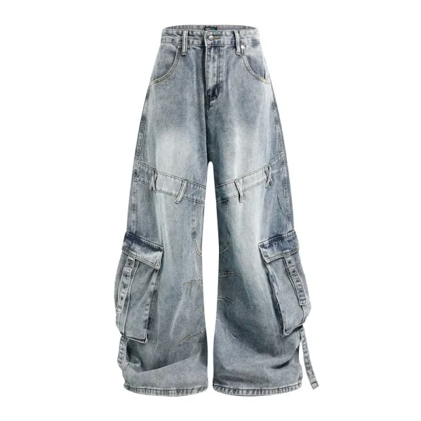 Design Wide-Leg Cargo Jeans Black Wash - 5