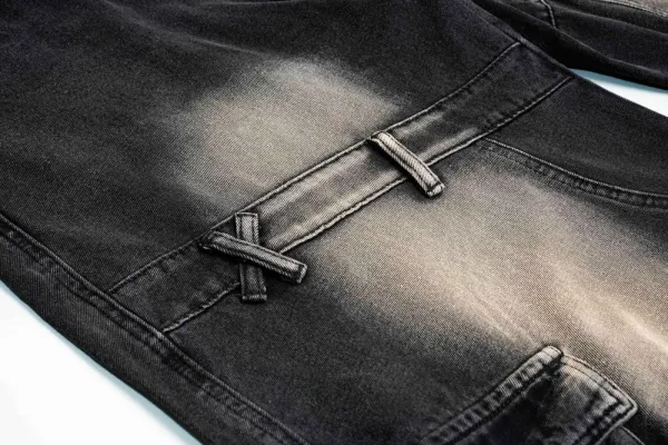Design Wide-Leg Cargo Jeans Black Wash - 11