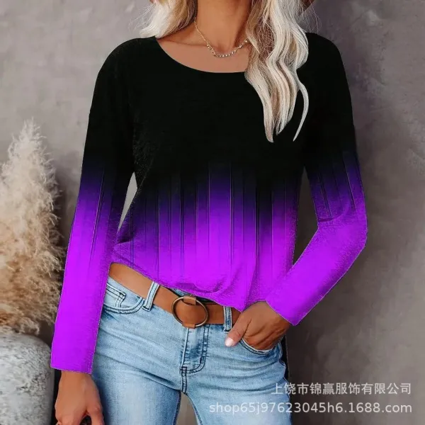 Design Striped Long Sleeve Knit Top Multicolor - 13