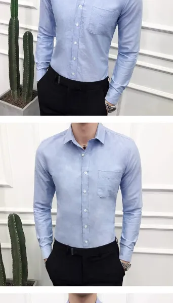 Design Classic Fit Light Blue Oxford Shirt Tops Shirt - 8