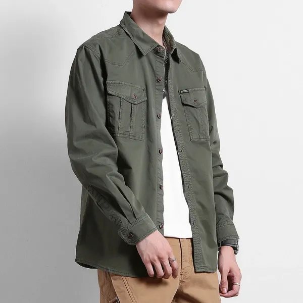 Design Utility Shirt Army Green Shirt Tops Shirt - 1