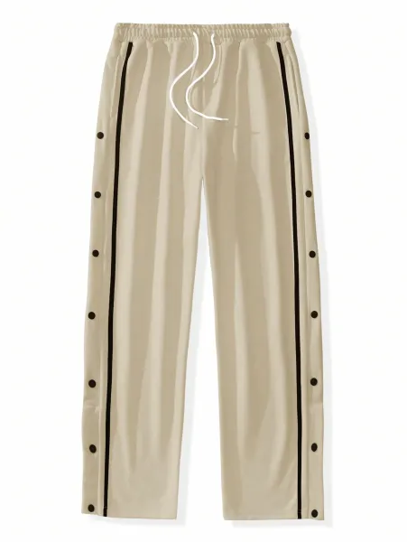 Design Button-Side Track Pants Gray Sweatpants - 6