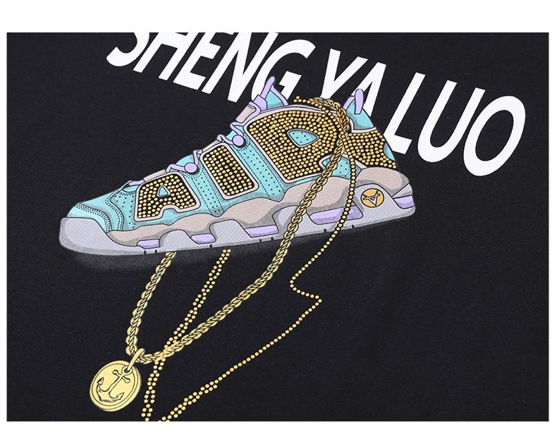 Design SHENG YA LUO Graphic Print Black T-Shirt - 12
