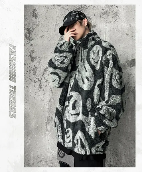 Design Peanuts x Unknown Brand Sherpa Fleece Jacket Gray Outerwear Jacket - 14