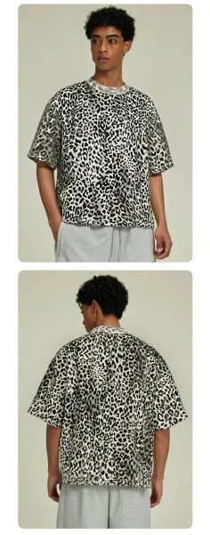 Design Leopard Print Cropped T-Shirt Army Green - 6
