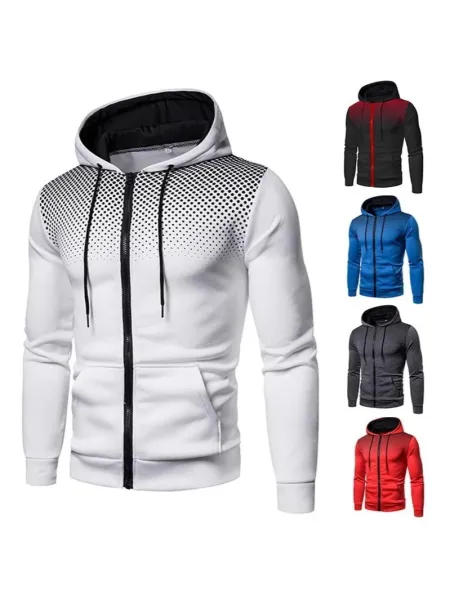Design Gradient Dot Pattern Navy Zip-Up Hoodie - 2