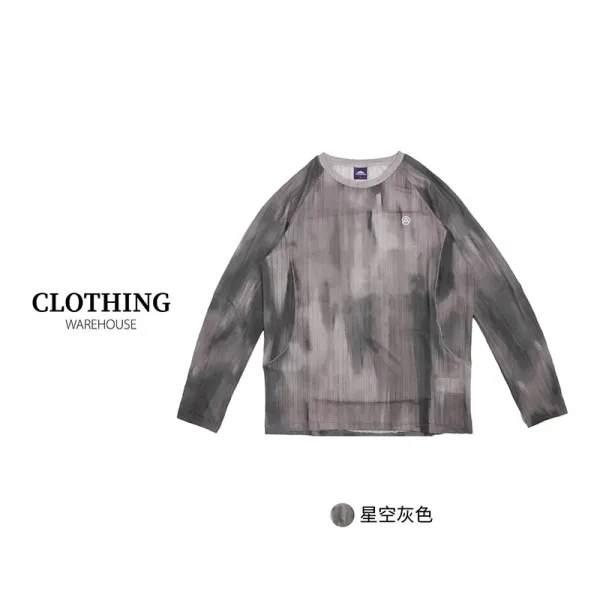 Design Clothing Warehouse Starry Gray Mesh Long Sleeve Top Tops - 1
