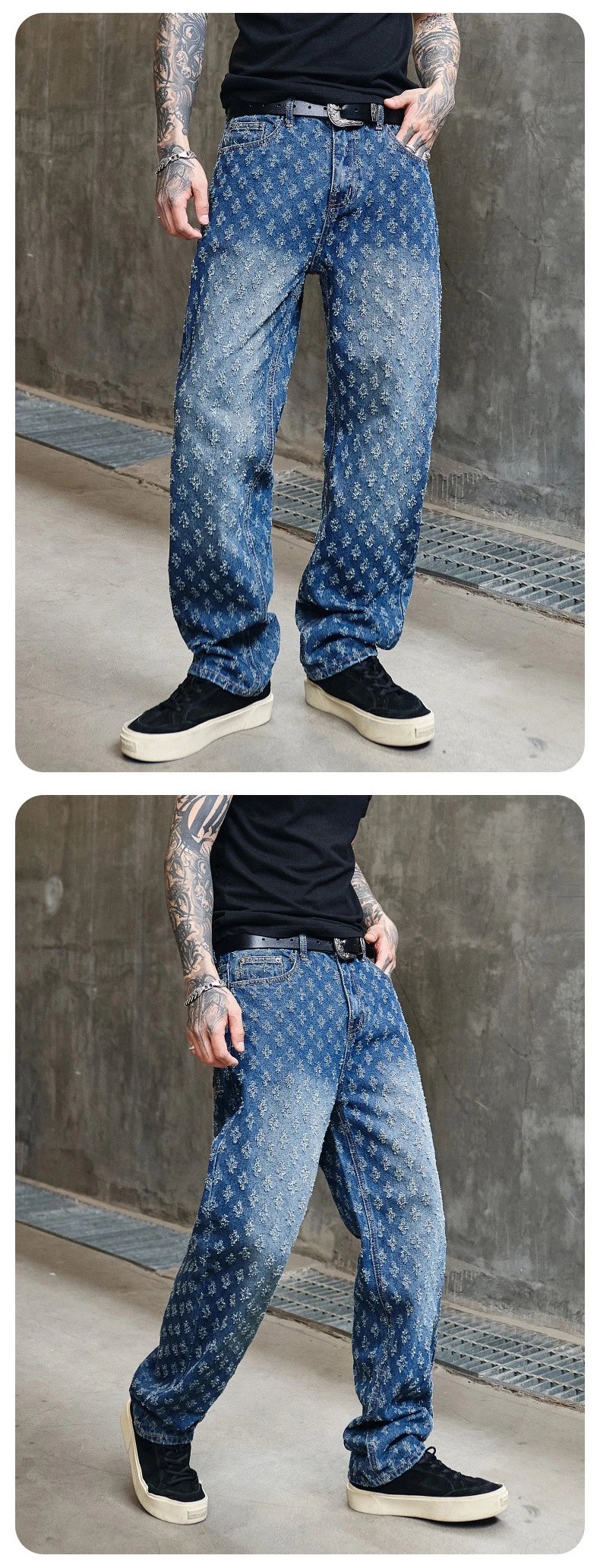 Design Jacquard Pattern Beige Pants with Textured Floral Motif - 27