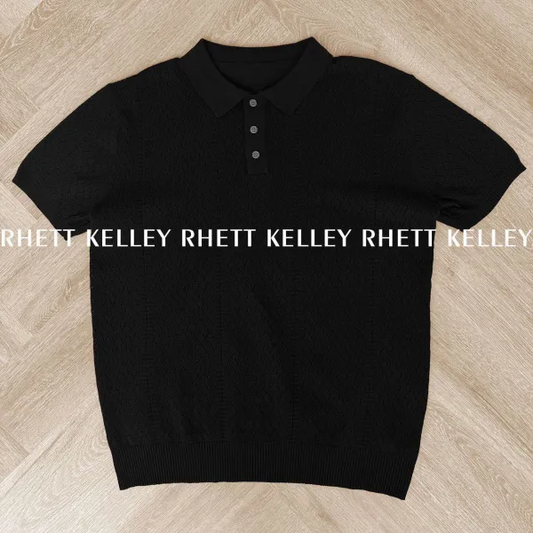 Design Rhett Kelley Knit Polo Black Polo Shirt - 1