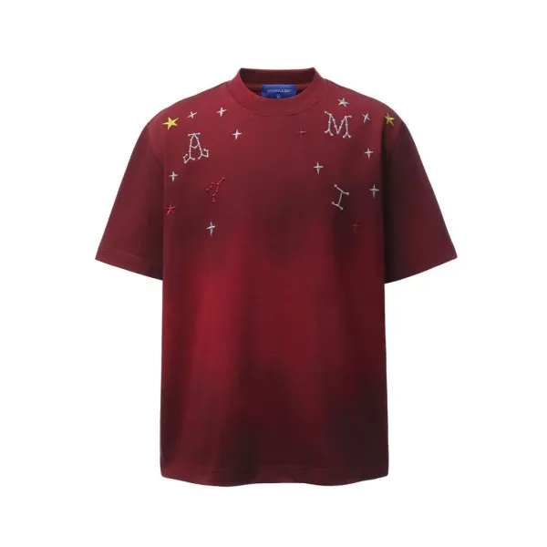 Design AshruleSM Constellation Embroidered Burgundy T-Shirt T-Shirts - 1