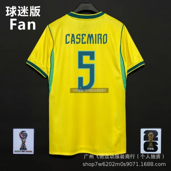 CBF Brazil National Team Casemiro #5 Fan Jersey Yellow - 1
