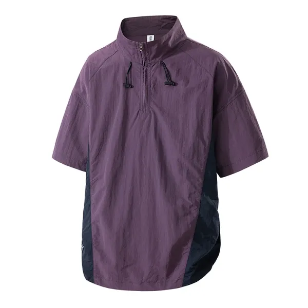 Design Short-Sleeve Half-Zip Windbreaker Purple Outerwear.windbreaker - 1