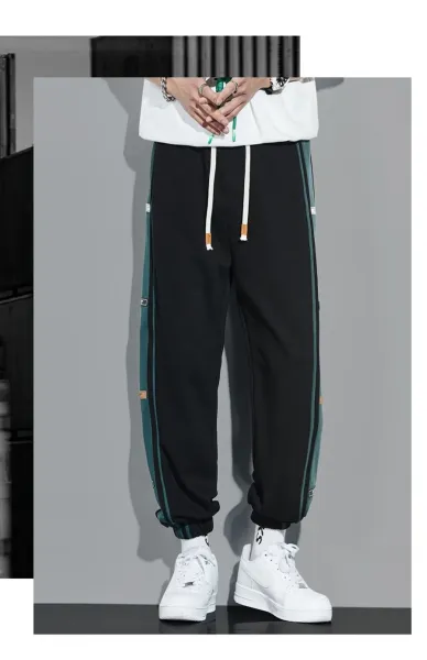 Design Track Pants with Blue Side Panel Gray Sweatpants - 5