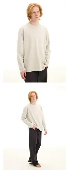 Design Long Sleeve Crew Neck T-Shirt White - 34