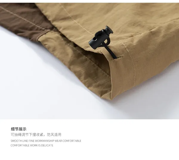 Design Short-Sleeve Half-Zip Windbreaker in Brown and Beige Outerwear.windbreaker - 10