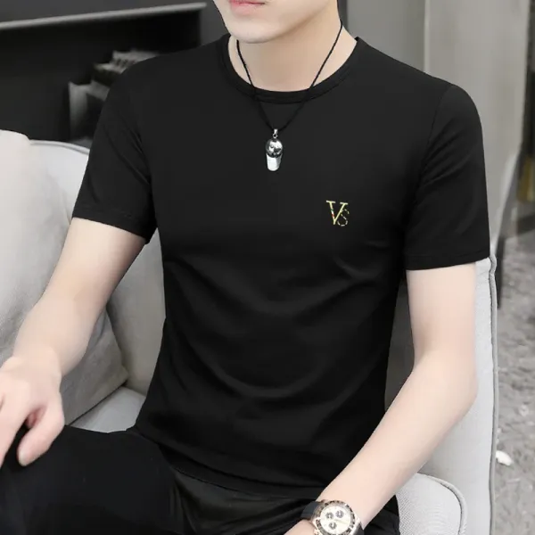 Design VS Logo Embroidered Black T-Shirt - 1