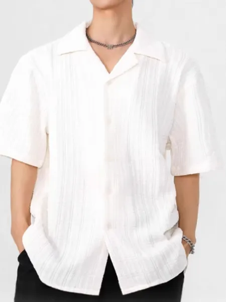 Design Short-Sleeve Crinkle Shirt White Tops Shirt - 1
