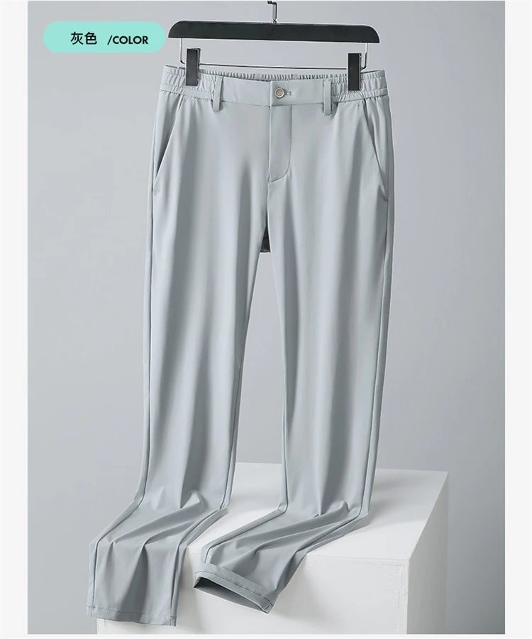 Design Slim-Fit Elastic Waist Pants Dark Gray - 17