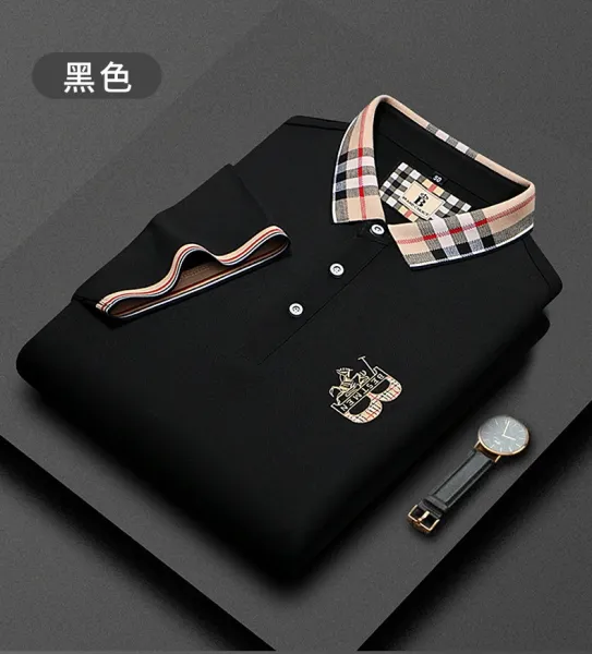 Design PAISENLONG Plaid Collar Embroidered Logo Polo Green Polo Shirt - 13