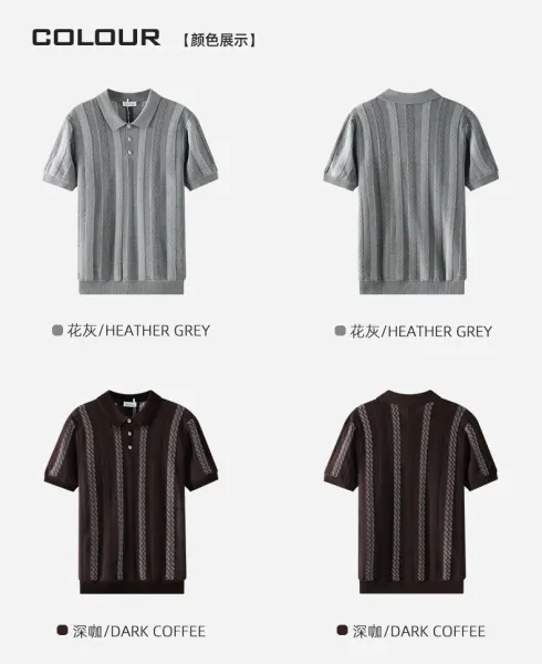 Design UNITUO x RECOMMEND Striped Mesh Polo Shirt White / Gray Tops Polo - 11