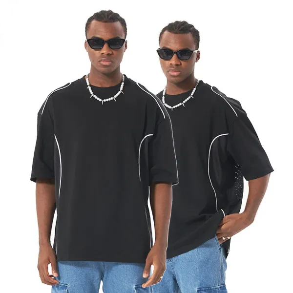 Design Mesh-Panel Oversized T-Shirt Black - 1