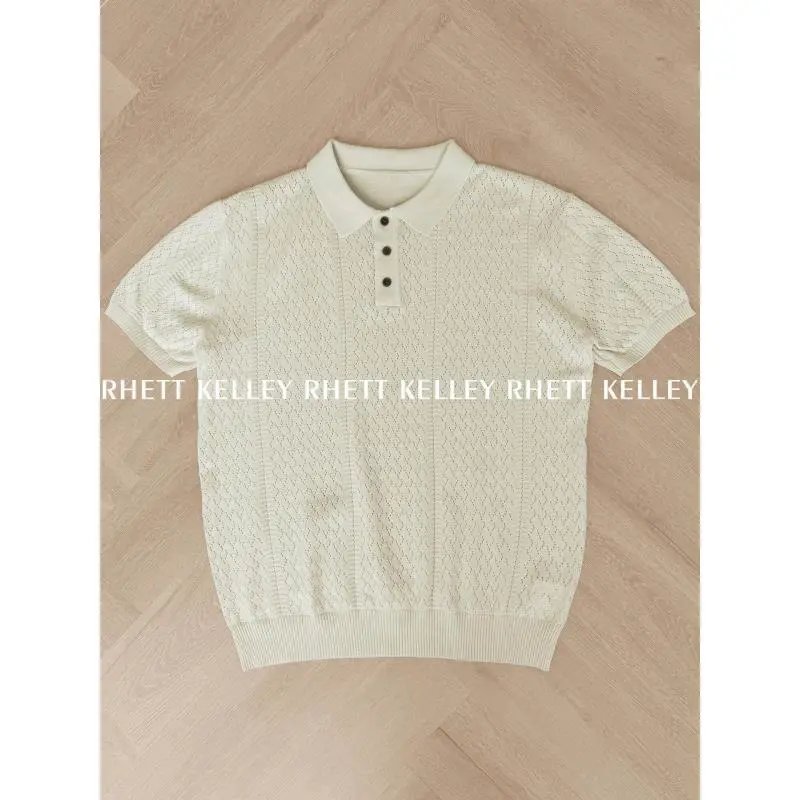 Design Rhett Kelley Knit Polo Shirt Army Green Tops Polo - 16