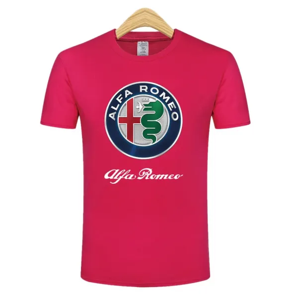 Design Alfa Romeo Logo Print Pink T-Shirt T-Shirts - 1