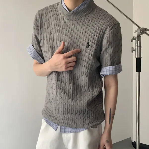 Polo Ralph Lauren Cable Knit Short-Sleeve Sweater Gray - 1