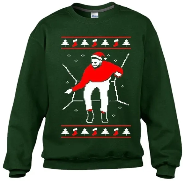 Gildan Ugly Christmas Sweater Green Graphic Sweatshirt - 1