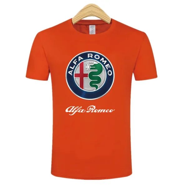 Design Alfa Romeo Logo Print Orange T-Shirt T-Shirts - 1