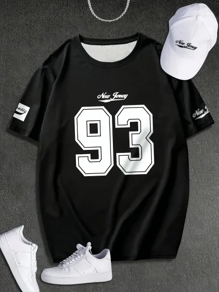 Design New Jersey 93 Graphic Tee White T-Shirt T-Shirts - 17