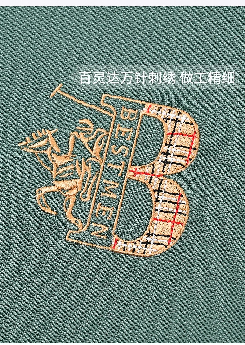 Design PAISENLONG Plaid Collar Embroidered Logo Polo Green Polo Shirt - 8