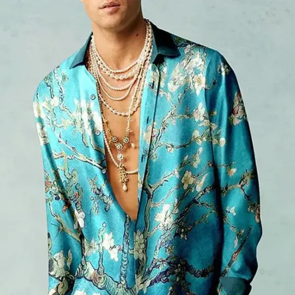 Design Multicolor Palm Print Shirt Jacket Outerwear - 9