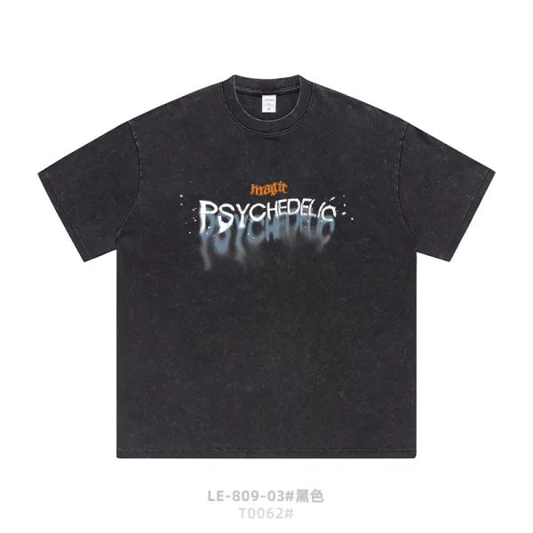 Design Psychedelic Graphic Washed Black T-Shirt - 1