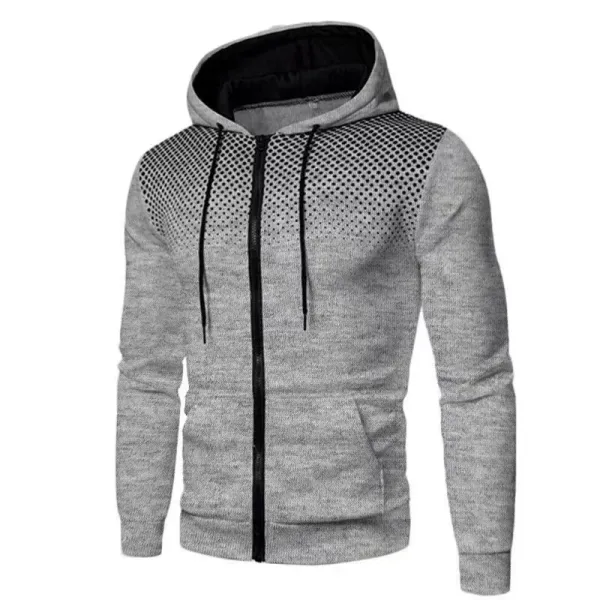 Design Gradient Dot Pattern Navy Zip-Up Hoodie - 9