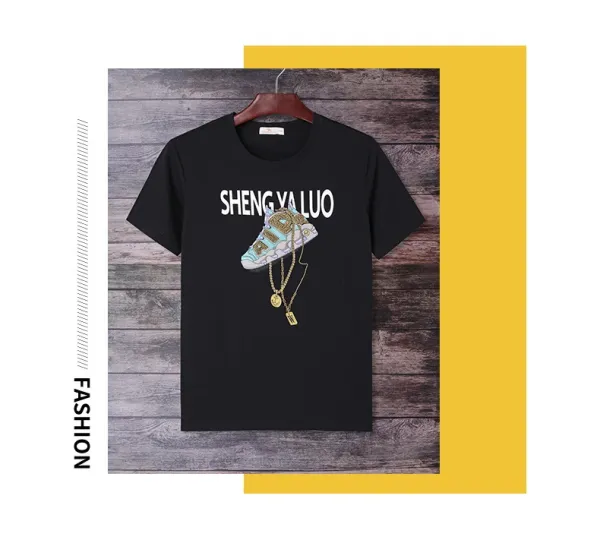 Design SHENG YA LUO Graphic Print Black T-Shirt - 10