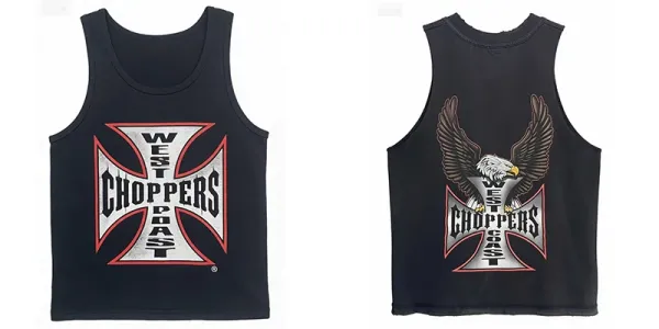 Design West Coast Choppers Iron Cross Eagle Graphic Vest-Top Black Vest Top - 1