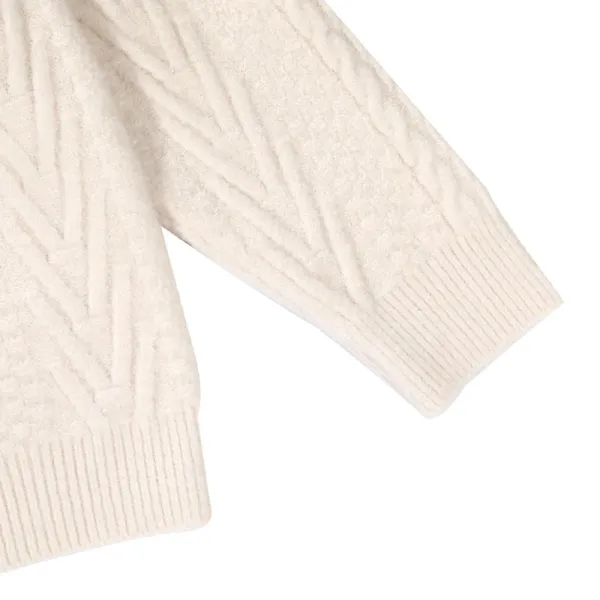 Design Cable Knit Crewneck Sweater Beige Sweater - 11