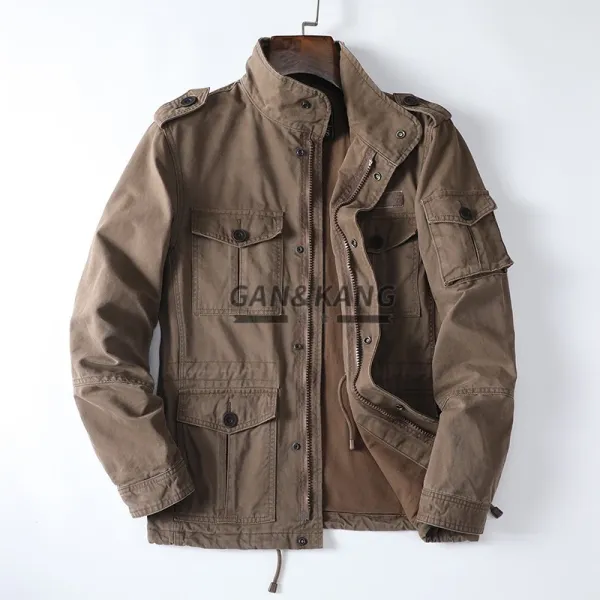 Design Gan & Kang Military-Style Field Jacket Brown Outerwear Outerwear.jacket - 1