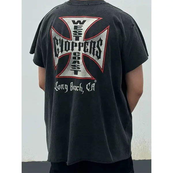 Design West Coast Choppers Motorcycle Co. Iron Cross Black T-Shirt T-Shirts - 11